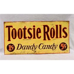 Lot 110: Tin  Tootsie Rolls  Advertising Sign