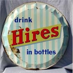 Lot 111: Tin Hire's Root Beer Cap Sign