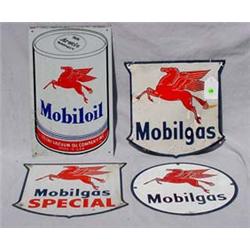 Lot 118: Four (4) Tin Mobilgas & Mobiloil Advertising Signs