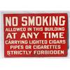 Image 1 : Lot 124: Tin "No Smoking at Any Time" Sign