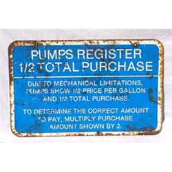 Lot 125: Tin  Pumps Register 1/2 Total Purchase  Sign