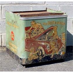 Lot 129: Tin "Whiz Automotive Products" Rolling Display Cabinet