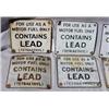 Image 4 : Lot 130:  Seven (7) Tin "Contains Lead" Gas Pump Signs