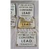 Image 5 : Lot 130:  Seven (7) Tin "Contains Lead" Gas Pump Signs