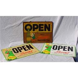 Lot 136: Three (3) "Squirt Soda" Open & Closed Signs