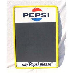 Lot 147: Tin "Pepsi" Chalkboard Menu Sign