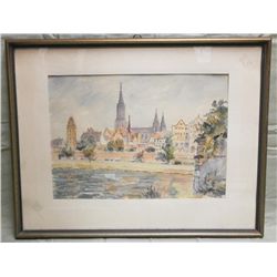 Paris Scenic Original Watercolor - Signed