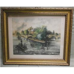 Paris Riverfront Litho - Pencil Signed LeBailly