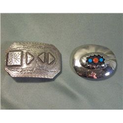 2 Southwestern Silver Toned Belt Buckles