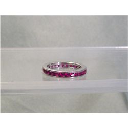 Sterling Silver & Pink Spinel Band - Size 7
