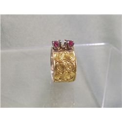Gold Over Sterling Silver & Spinel Ring - Size 9