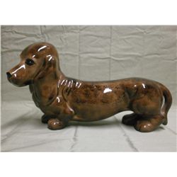 Black & Brown Glazed Ceramic Dachshund Dog