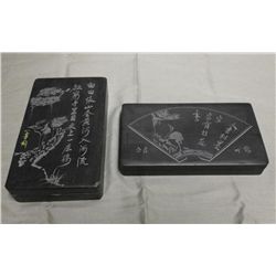 2 Sumi Suzuri Japanese Calligraphy Stones