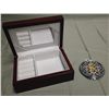 Image 1 : Small Wood Jewelry Box & "K" Mirror Compact