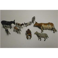 9 1920's Lead Die-Cast Animals & Figurine