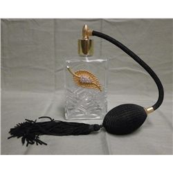 Clear Perfume Bottle w/Leaf Decor & Atomizer