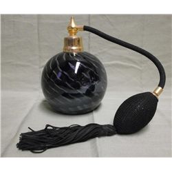 Round Black Swirl Perfume Bottle w/Atomizer