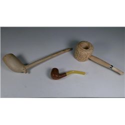 3 Assorted Vintage Tobacco Pipes - 2 Unsmoked