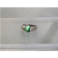 Green Tiger Eye & Sterling Silver Ring - 6-1/2