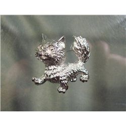 Trifari Silver-Toned Kitty Cat Brooch Pin