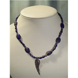 Lapis Lazuli & Sterling Silver Wing Necklace