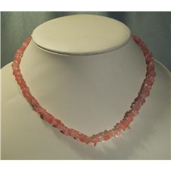 17" Rose Quartz & Sterling Silver Necklace