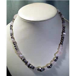 Sterling Silver & White Quartz Beaded Necklace