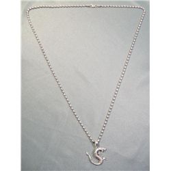 Sterling Silver Dragon Pendant & Long Chain
