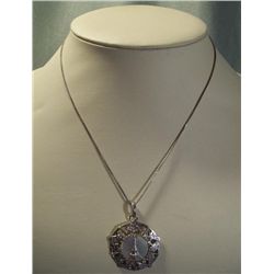 Vintage Silver Plate Eiffel Tower Pendant w/Chain