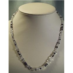 Silver & Clear Quartz Beaded Necklace - 20"