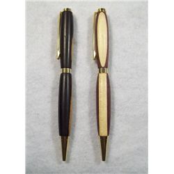 2 Hand Crafted Refillable Wood Body Pens