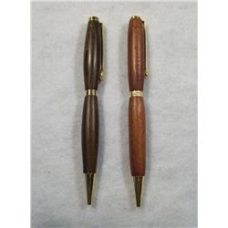 2 Hand Crafted Refillable Wood Body Pens