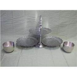 3 Tier Serving Tray & Mark Steiff Monticello Cups