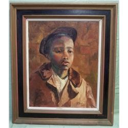 Boy With Coat & Hat Original Oil Portrait
