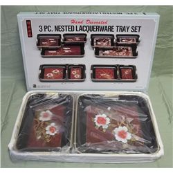 NIB 3 Piece Nested Laquerware Tray Set