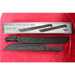 NIB Hornet Double Machete Set w/Sheaths