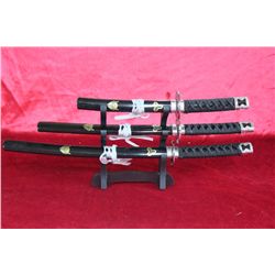 New Mini Daisho Katana Set w/Scabbards & Stand