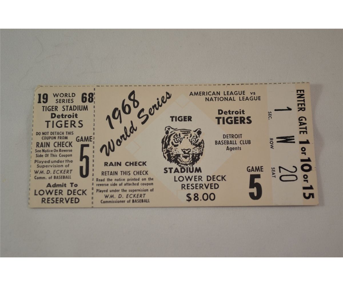 Detroit Tigers 1968 World Series Ticket Stub Game 5