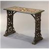 Image 1 : A Victorian Marble and Cast Iron Table], the rectangular top inlaid with specimen marble raised i...