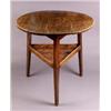 Image 1 : A Late 18th Century Elm Cricket Table], the circular top on chamfered triangular section outsplay...