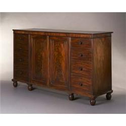 A Regency Mahogany Dwarf Press], the rectangular top with reeded edge over two central panelled d...