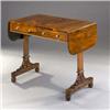 Image 1 : A George IV Rosewood Sofa Table], the round-cornered top over two drawers with sham drawers oppos...