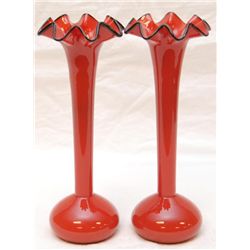 PAIR OF CZECH ART GLASS VASES ATTR TO POWOLNY