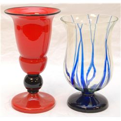 2 CZECH ART GLASS VASES ATTRIBUTED TO POWOLNY