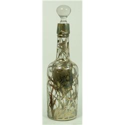 OLD GLASS STERLING SILVER OVERLAY DECANTER