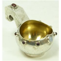 A RUSSIAN SILVER JEWELED KOVSH