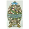 Image 1 : RUSSIAN SILVER ENAMELED SCROLLED FLORAL EGG