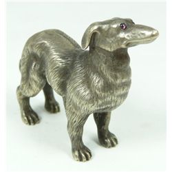 RUSSIAN SOLID SILVER STANDING DOG FIGURE