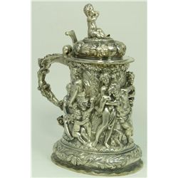 STUNNING RUSSIAN SILVER REPOUSSE TANKARD