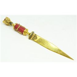 RUSSIAN SILVER AND ENAMELED LETTER OPENER